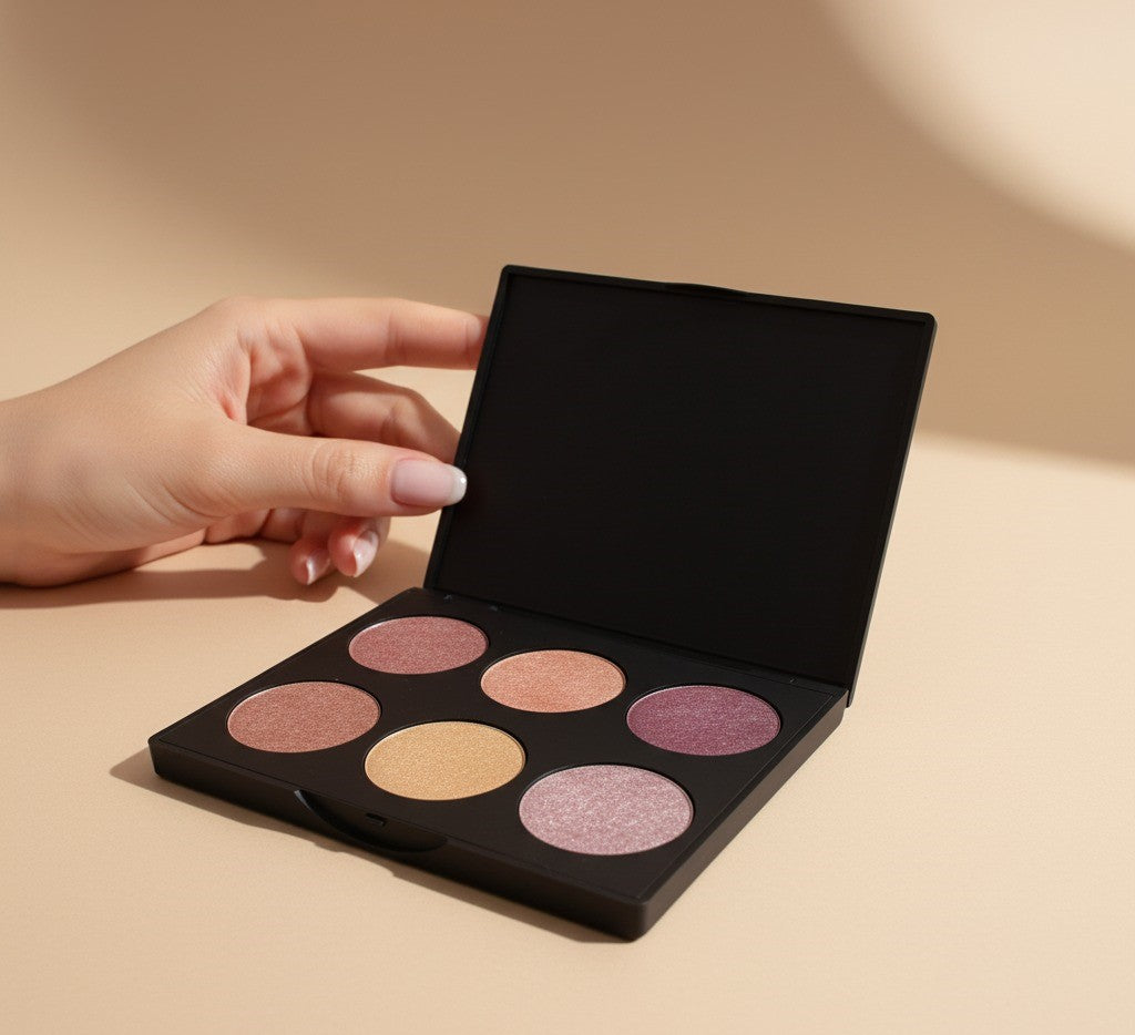 Starcrush pressed shimmer eyeshadow palette with 6 glitter shades 
Bridal glitter eyeshadow palette high shine shimmer 
Chunky pressed shimmer palette Pakistan